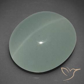 Acquamarina Occhio di Gatto Gray Forest Green naturale da 25.56 ct, Taglio ovale, Traslucido