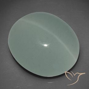 Acquamarina Occhio di Gatto Gray Forest Green naturale da 25.56 ct, Taglio ovale, Traslucido