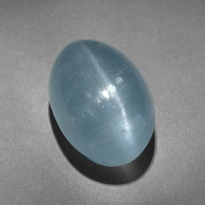 Cat's eye aquamarine naturale verde da 10,31 ct, taglio ovale, traslucido