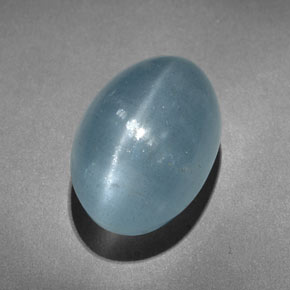 Cat's eye aquamarine naturale verde da 10,31 ct, taglio ovale, traslucido