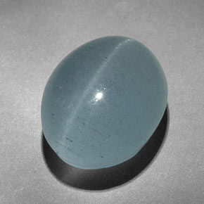 Acquamarina Occhio di Gatto Verdazzurro naturale da 13.71 ct, Ovale, Traslucido