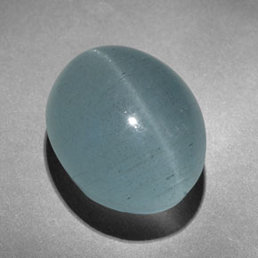 Acquamarina Occhio di Gatto Verdazzurro naturale da 13.71 ct, Ovale, Traslucido
