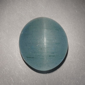 Cat's eye aquamarine naturale verde da 7,21 ct, taglio ovale, traslucido