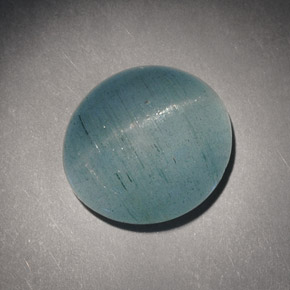 Cat's eye aquamarine naturale verde da 7,21 ct, taglio ovale, traslucido