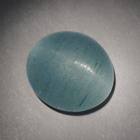 Cat's eye aquamarine naturale verde da 7,21 ct, taglio ovale, traslucido