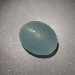 Cat's eye aquamarine naturale verde da 4,98 ct, taglio ovale, traslucido