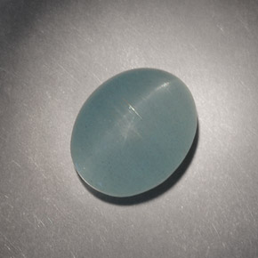 Cat's eye aquamarine naturale verde da 4,98 ct, taglio ovale, traslucido
