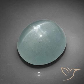 37.51ct Naturale Verde chiaro Bluastro Acquamarina occhio di gatto, Ovale, Traslucido