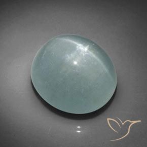 Acquamarina Occhio di Gatto Verde chiaro Bluastro naturale da 37.51 ct, Ovale, Traslucido