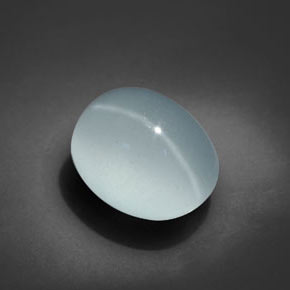 Cat's eye aquamarine naturale blu da 6,69 ct, taglio ovale, trasparente