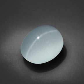 Cat's eye aquamarine naturale blu da 6,69 ct, taglio ovale, trasparente