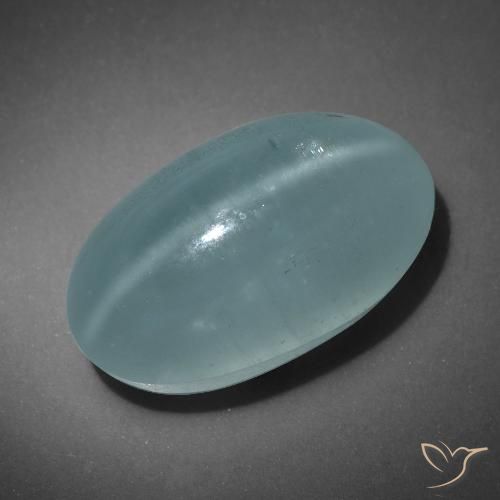 16.01ct Naturale Verde bluastro Acquamarina occhio di gatto, Ovale, Traslucido