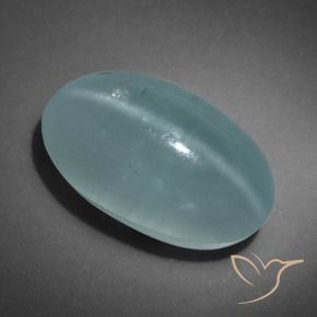 Acquamarina Occhio di Gatto Verde bluastro naturale da 16.01 ct, Ovale, Traslucido