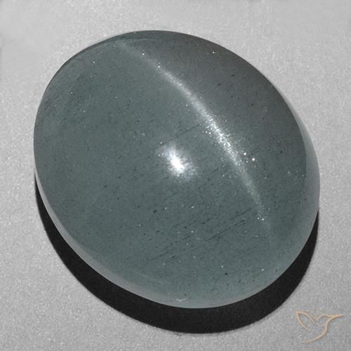43.72ct Naturale Grigio Blu Verde Acquamarina occhio di gatto, Ovale, Traslucido