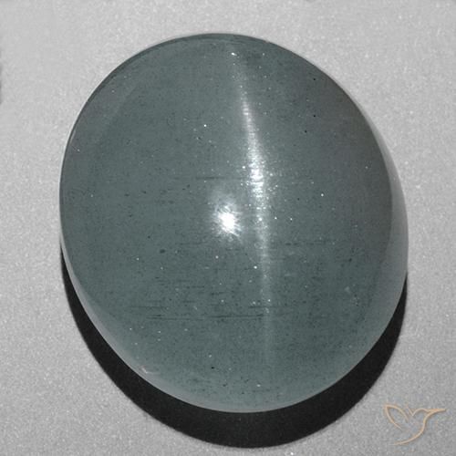 Acquamarina Occhio di Gatto Grigio Blu Verde naturale da 43.72 ct, Ovale, Traslucido