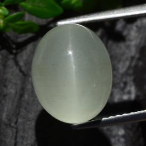 Cat's eye aquamarine naturale verde da 7,13 ct, taglio ovale, traslucido