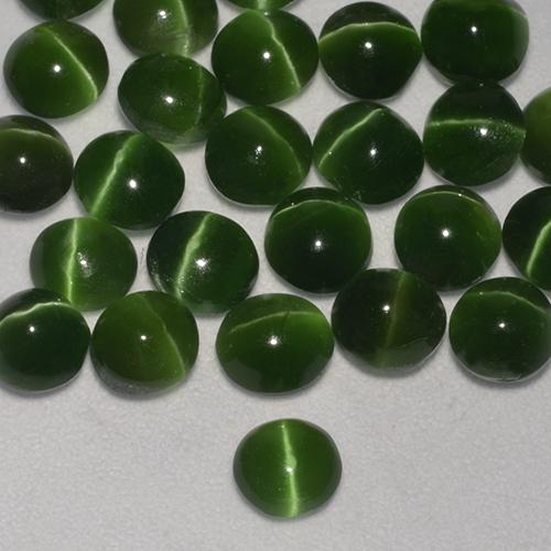 Occhio di gatto Augite Verde scuro naturale da 0.34 ct, Rotondo, Traslucido