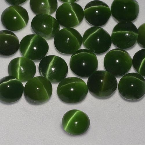 Occhio di gatto Augite Verde scuro naturale da 0.34 ct, Rotondo, Traslucido