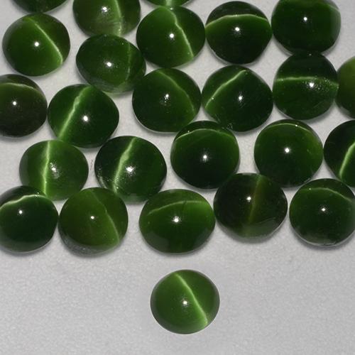 Occhio di gatto Augite Verde scuro naturale da 0.34 ct, Rotondo, Traslucido
