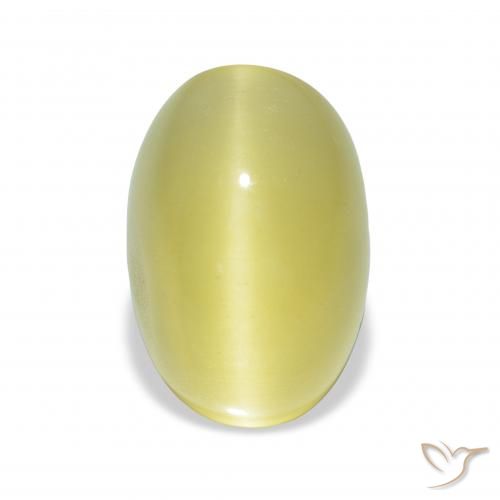 4.41ct Naturale Giallo chiaro verdastro Berillo occhio di gatto, Ovale, Traslucido