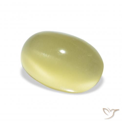 Berillo occhio di gatto Giallo chiaro verdastro naturale da 4.41 ct, Ovale, Traslucido