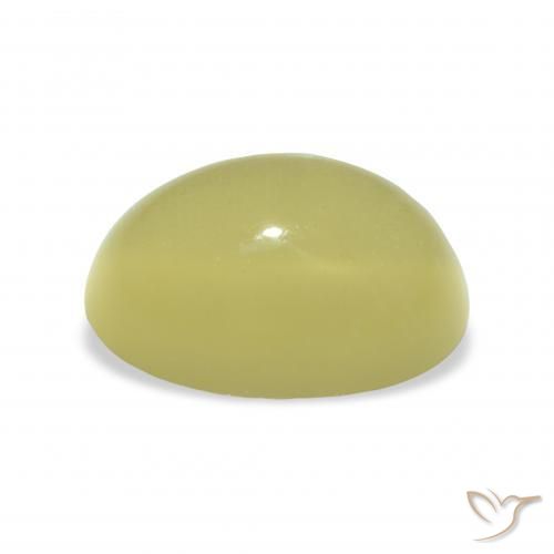 Berillo occhio di gatto Giallo chiaro verdastro naturale da 4.41 ct, Ovale, Traslucido
