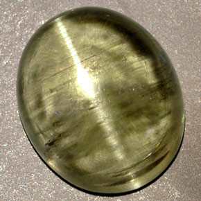 Cat's eye diaspore naturale verde da 6,32 ct, trasparente, trasparente/traslucido