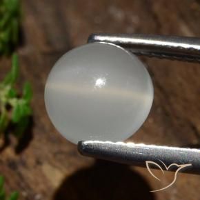 Pietra di luna occhio di gatto Bianco caldo naturale da 2.09 ct, Rotondo, Traslucido