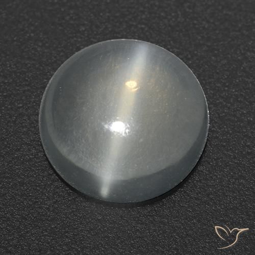 Pietra di luna occhio di gatto Bianco trasparente naturale da 1.22 ct, Rotondo, Trasparente