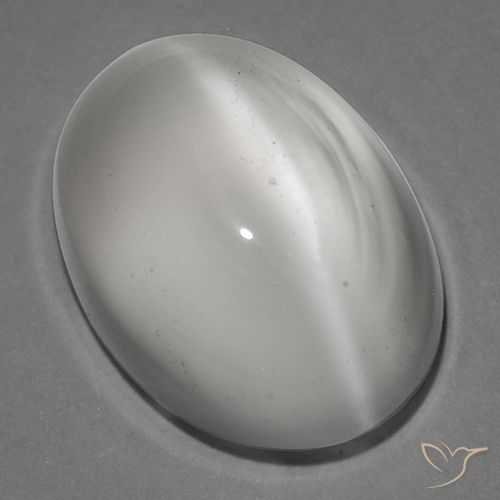 1.38ct Naturale Bianco Pietra di Luna effetto occhio di gatto, Ovale, Trasparente