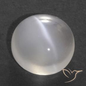 Pietra di luna occhio di gatto Bianco traslucido naturale da 1.40 ct, Rotondo, Trasparente