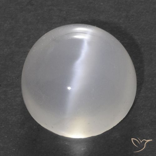 1.52ct Naturale Bianco traslucido Pietra di Luna effetto occhio di gatto, Rotondo, Trasparente