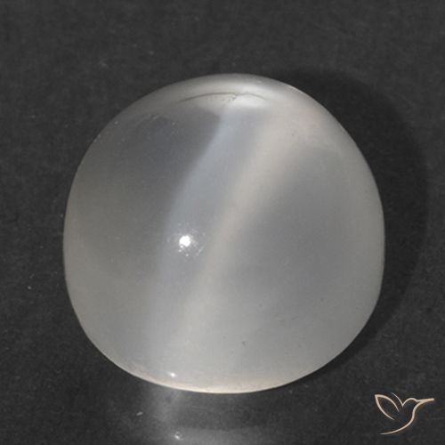 1.64ct Naturale Bianco Pietra di Luna effetto occhio di gatto, Rotondo, Trasparente