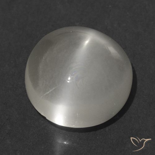 1.28ct Naturale Bianco caldo Pietra di Luna effetto occhio di gatto, Rotondo, Trasparente