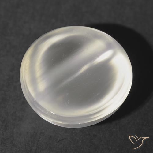 Pietra di luna occhio di gatto Bianco caldo naturale da 1.16 ct, Rotondo, Trasparente