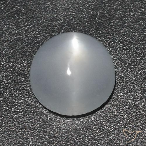 1.44ct Naturale Bianco Pietra di Luna effetto occhio di gatto, Rotondo, Trasparente