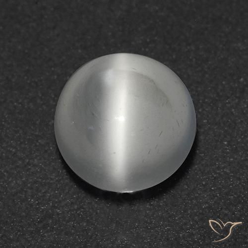 1.08ct Naturale Bianco Pietra di luna occhio di gatto, Rotondo, Trasparente