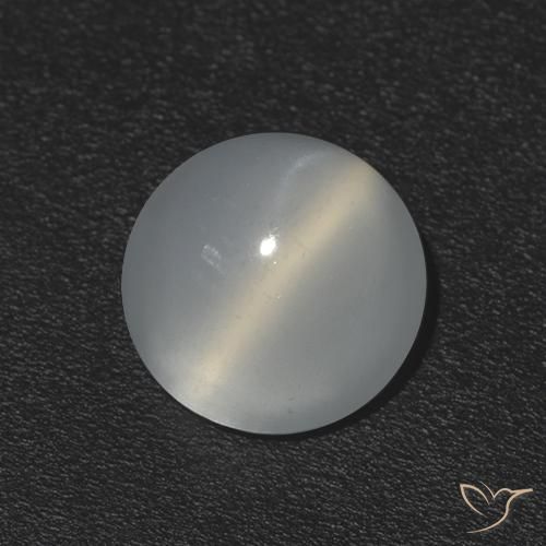 1.10ct Naturale Bianco caldo Pietra di Luna effetto occhio di gatto, Rotondo, Trasparente