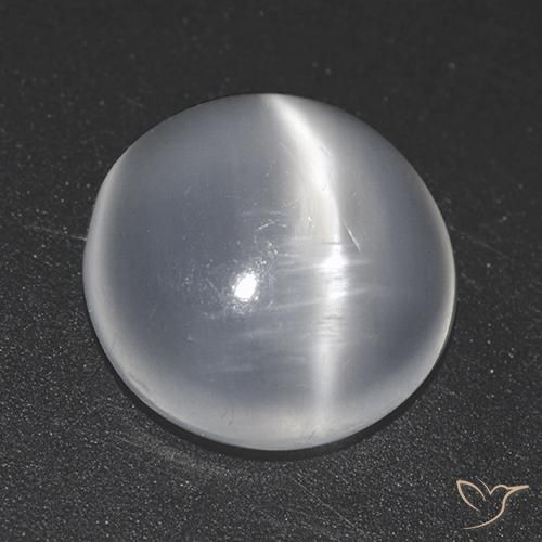 1.46ct Naturale Bianco Pietra di Luna effetto occhio di gatto, Rotondo, Trasparente