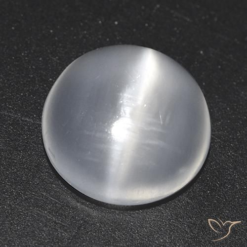 Pietra di luna occhio di gatto Bianco naturale da 1.46 ct, Rotondo, Trasparente