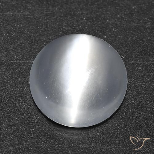Pietra di luna occhio di gatto Bianco naturale da 1.36 ct, Taglio rotondo, Trasparente