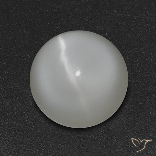2.51ct Naturale Bianco Pietra di Luna effetto occhio di gatto, Rotondo, Traslucido