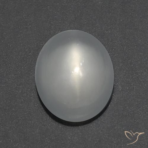 0.97ct Naturale Bianco Pietra di Luna effetto occhio di gatto, Ovale, Trasparente