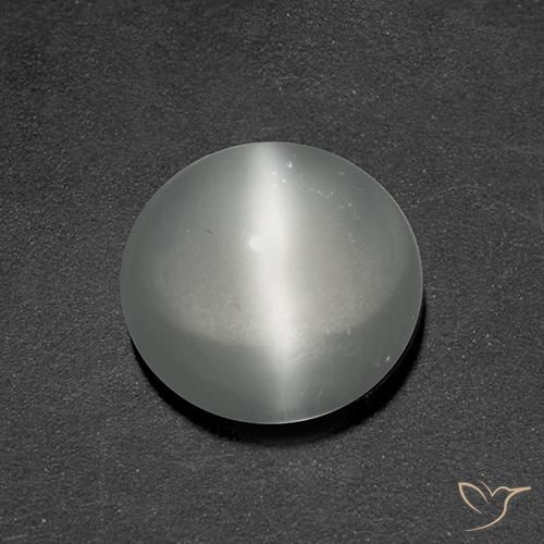 1.37ct Naturale Bianco Pietra di Luna effetto occhio di gatto, Rotondo, Trasparente