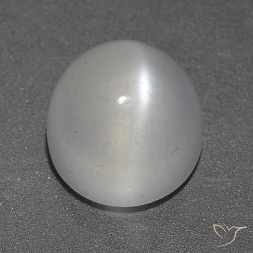 3.47ct Naturale Bianco Pietra di Luna effetto occhio di gatto, Rotondo, Trasparente