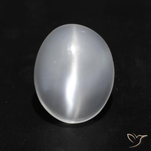 1.49ct Naturale Bianco traslucido Pietra di Luna effetto occhio di gatto, Ovale, Trasparente