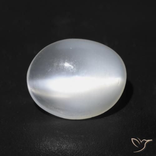 Pietra di luna occhio di gatto Bianco traslucido naturale da 1.49 ct, Ovale, Trasparente