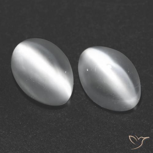 Gemme di Pietra di luna occhio di gatto Bianco naturale da 1.97 ct, Taglio ovale, Trasparente