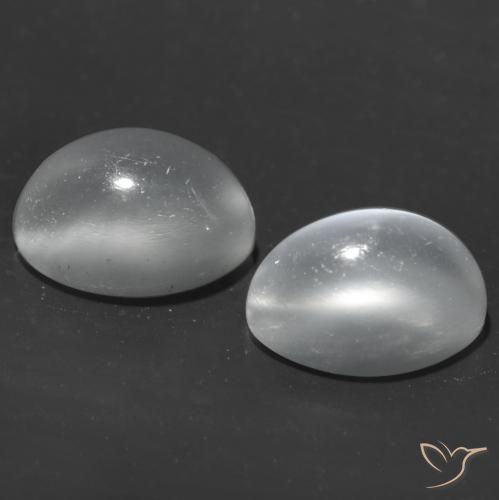 Gemme di Pietra di luna occhio di gatto Bianco naturale da 1.97 ct, Taglio ovale, Trasparente