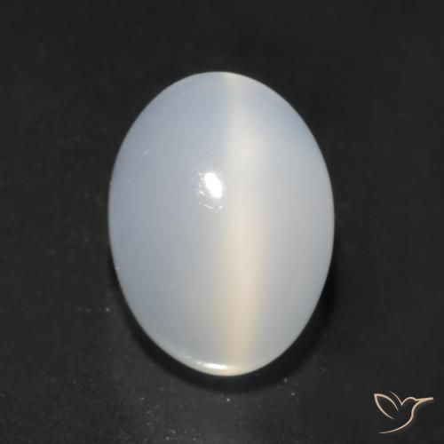 Pietra di luna occhio di gatto Bianco traslucido naturale da 1.64 ct, Taglio ovale, Trasparente